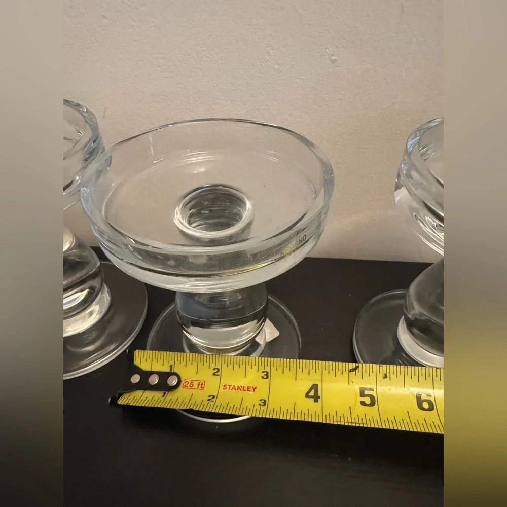 Set of 4 Crate&Barrel Clear Glass Chateau Candleholder